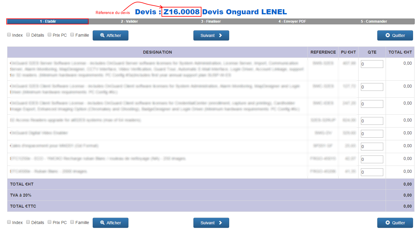  Création de devis statut Etablir